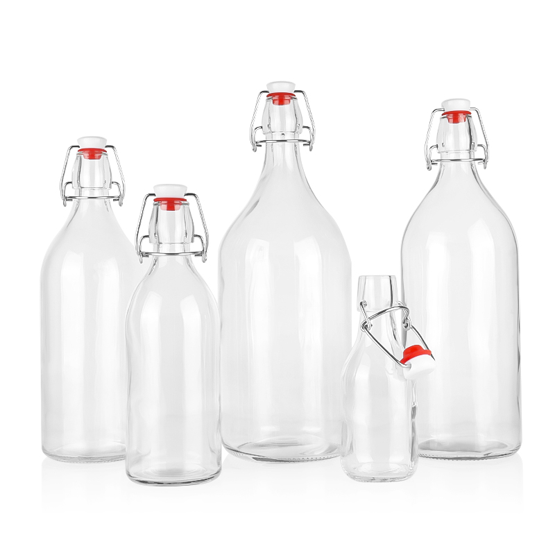glass bottle with swing top cap