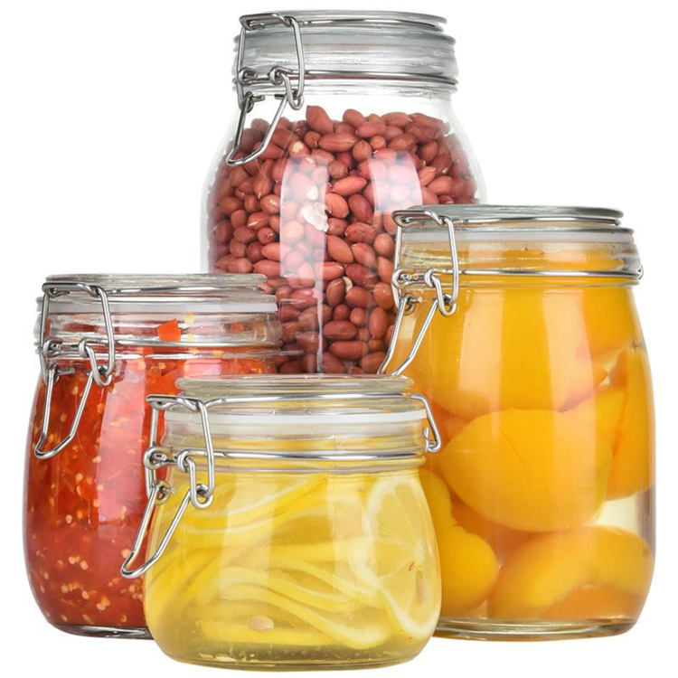 glass jars with clip top